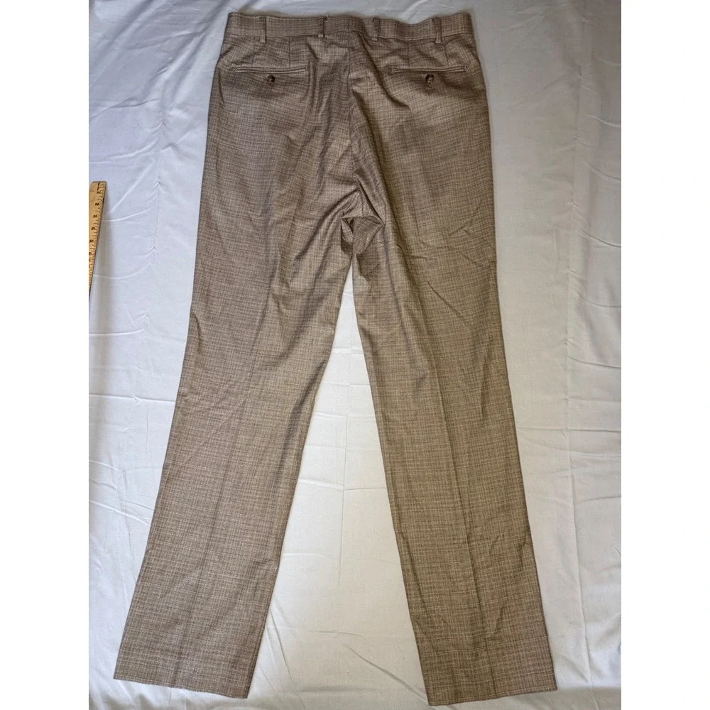 Ralph Lauren Mens Brown Glen Plaid Pleated Dress Pants 36W x 34L Trousers